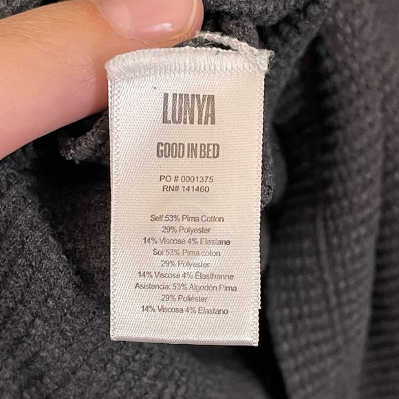Lunya Good In Bed Women's Gray Waffle Knit Long Sleeve Henley Sweater Size XS - Picture 8 of 8